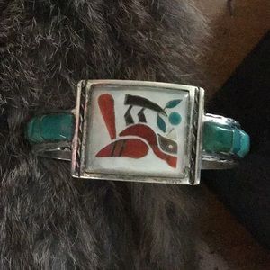 ZUNI STERLING TURQUOISE  CUFF BRACELET BY PANTEAH